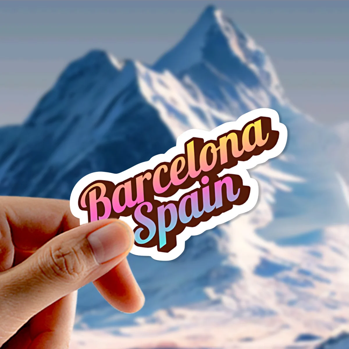 Vibrant Barcelona Spain PVC Sticker, Waterproof Durable Decal for Laptops, Helmets, Cars, Motorcycles & Smooth Surfaces