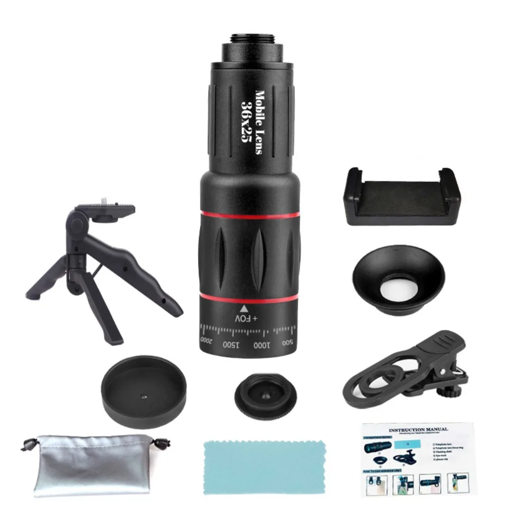 Universal HD Optical Cell Phone Lens Monocular Telephoto Lens Monocular Zoom Cell Phone Lens 18x25 Tripod Mobile Phone Lenses