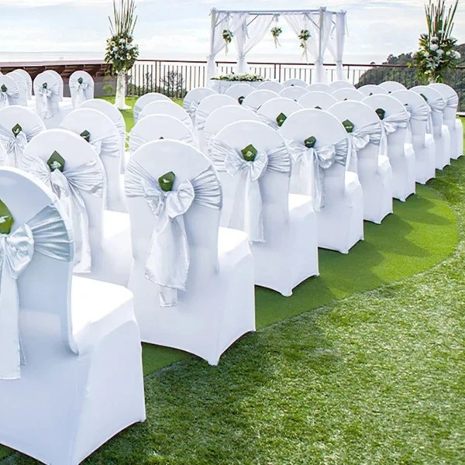 SIHAO 4-100Pcs Optional Stretch Spandex Chair Covers Elastic Fitted Washable Removable Slipcovers for Wedding Banquet Party Holiday Events