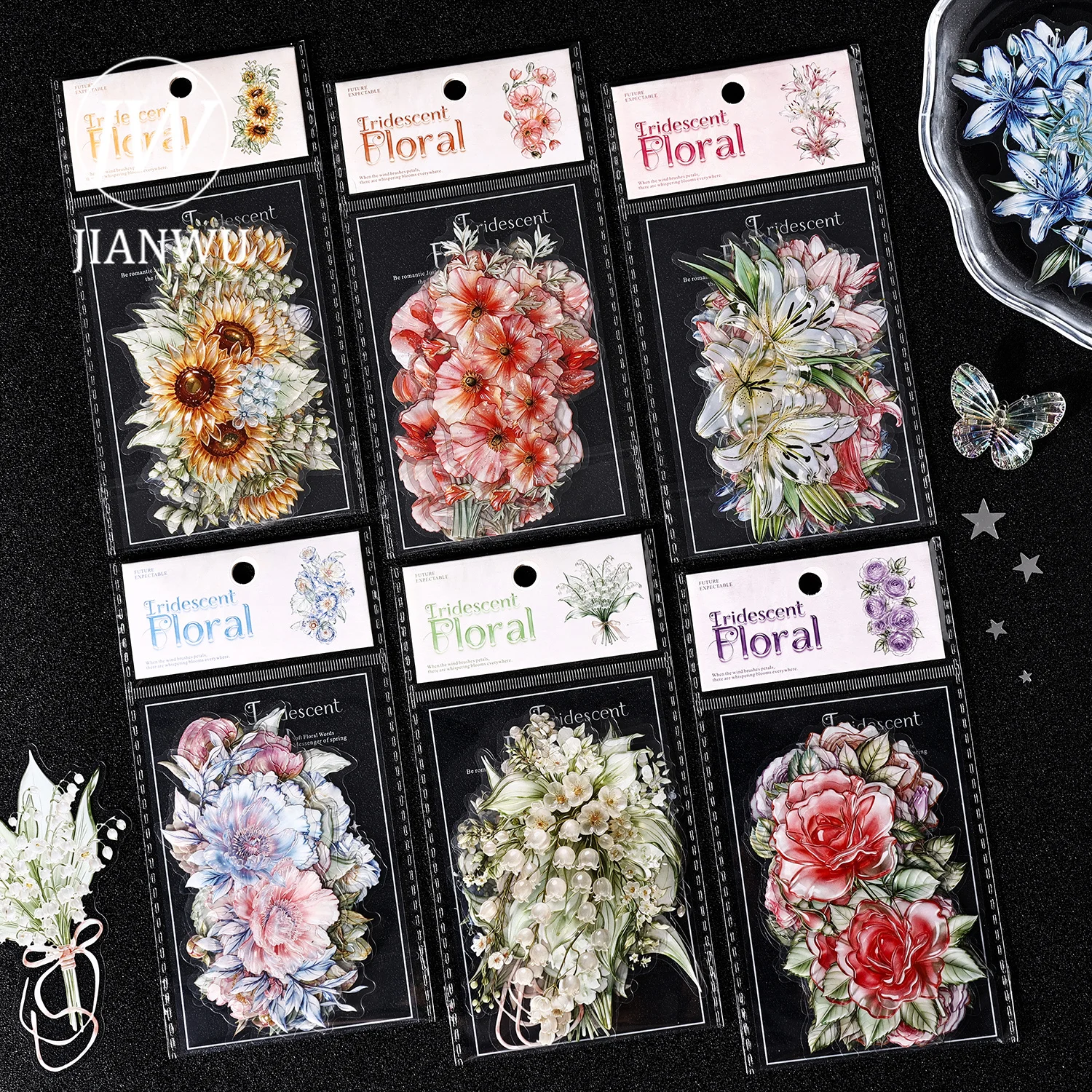 JIANWU Vintage Flower Bloom Landscape Material Collage Scrapbooking PET Sticker Creative DIY Journal Stationery view 2