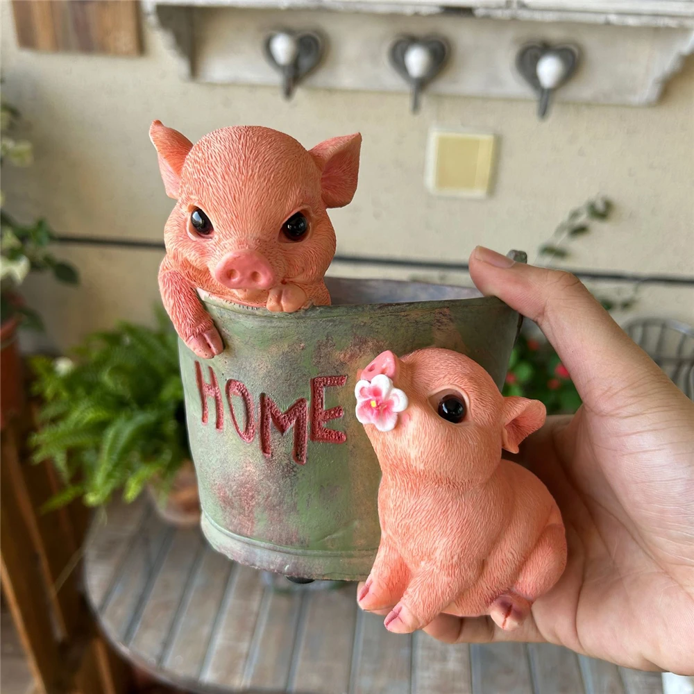 

Animal Sculpture Decor Flowerpot Pig/rabbit Decorative Original Pots Garden Home Planter Funny Bunnies Piglets Figure Plant Pot