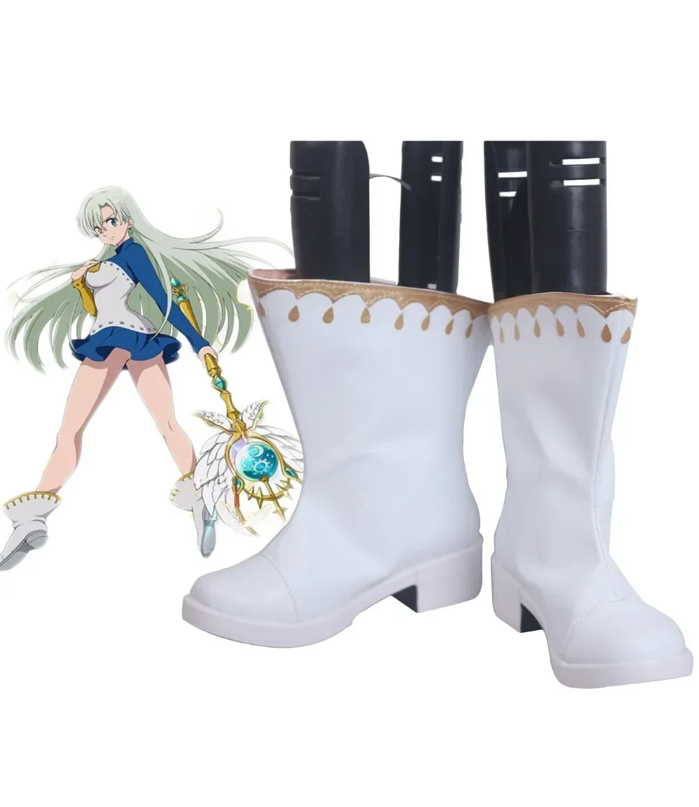 

The Seven Deadly Sins 2 Elizabeth Liones White Cosplay Boots Shoes Custom Made for Unisex Any Size