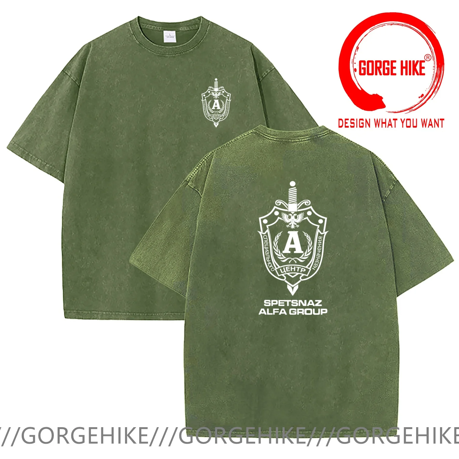 Vintage Washed Cotton T-Shirt Funny Designer Russian Spetsnaz Special Forces Spetsgruppa V Vympel Group T Shirt Men Fashion Tren
