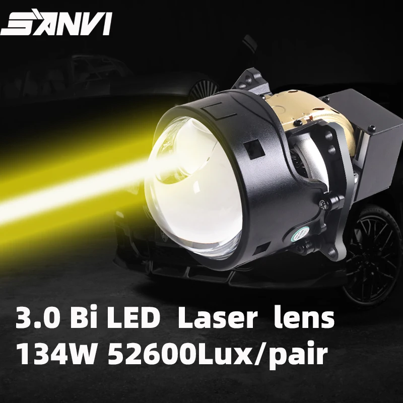 

SANVI 2pcs Hyperboloid Bi LED Laser Lense for Car Headlights Auto Driving Light Projector Lamp For Hella G5 3R 6000k 26300Lux