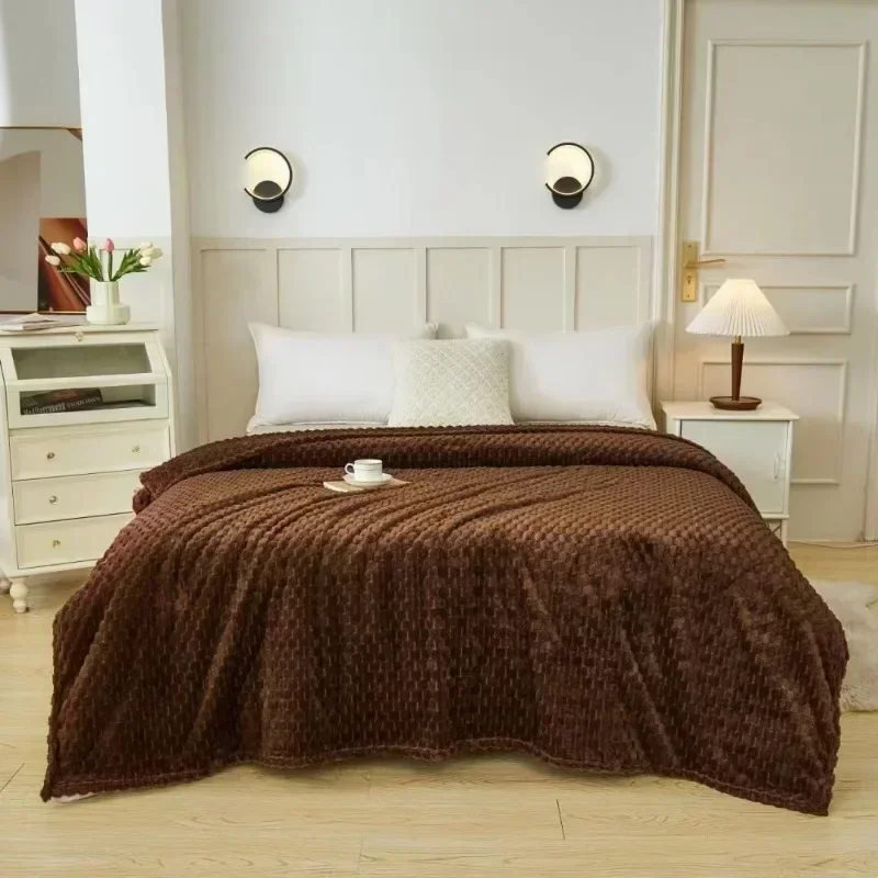 Zimowe koce w kratę do łóżek Luksusowa ciepła sofa Blnket Puszyste koce Queen King Size Pościel Imitacja futra Narzuta na sofę — zdjęcie 3