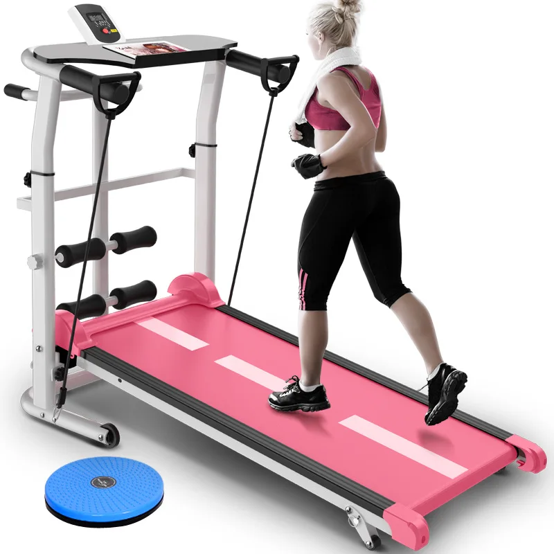 Household small multifunctional free mute Mini foldable exercise fitness equipment motorless mechanical treadmill