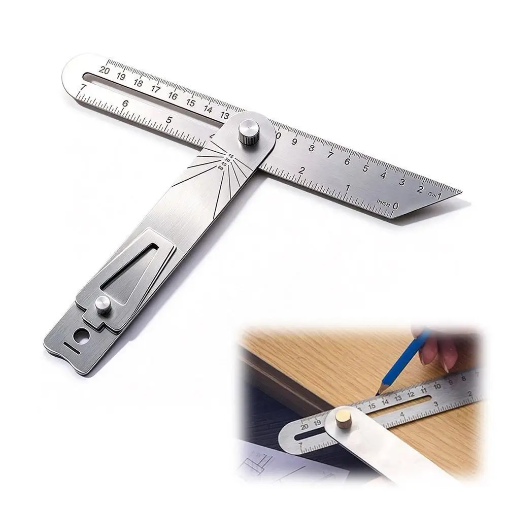 Woodworking Scriber Marking Line Ruler, Adjustable Sliding T-Square Ruler, Measuring Angle Finder With Adjustment Scale Rule Too
