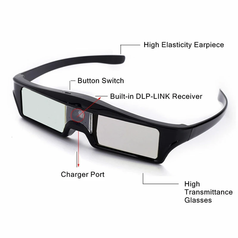 Rechargeable Active Shutter 3D Glasses For Optoma Benq Acer Sony ALL DLP Projector