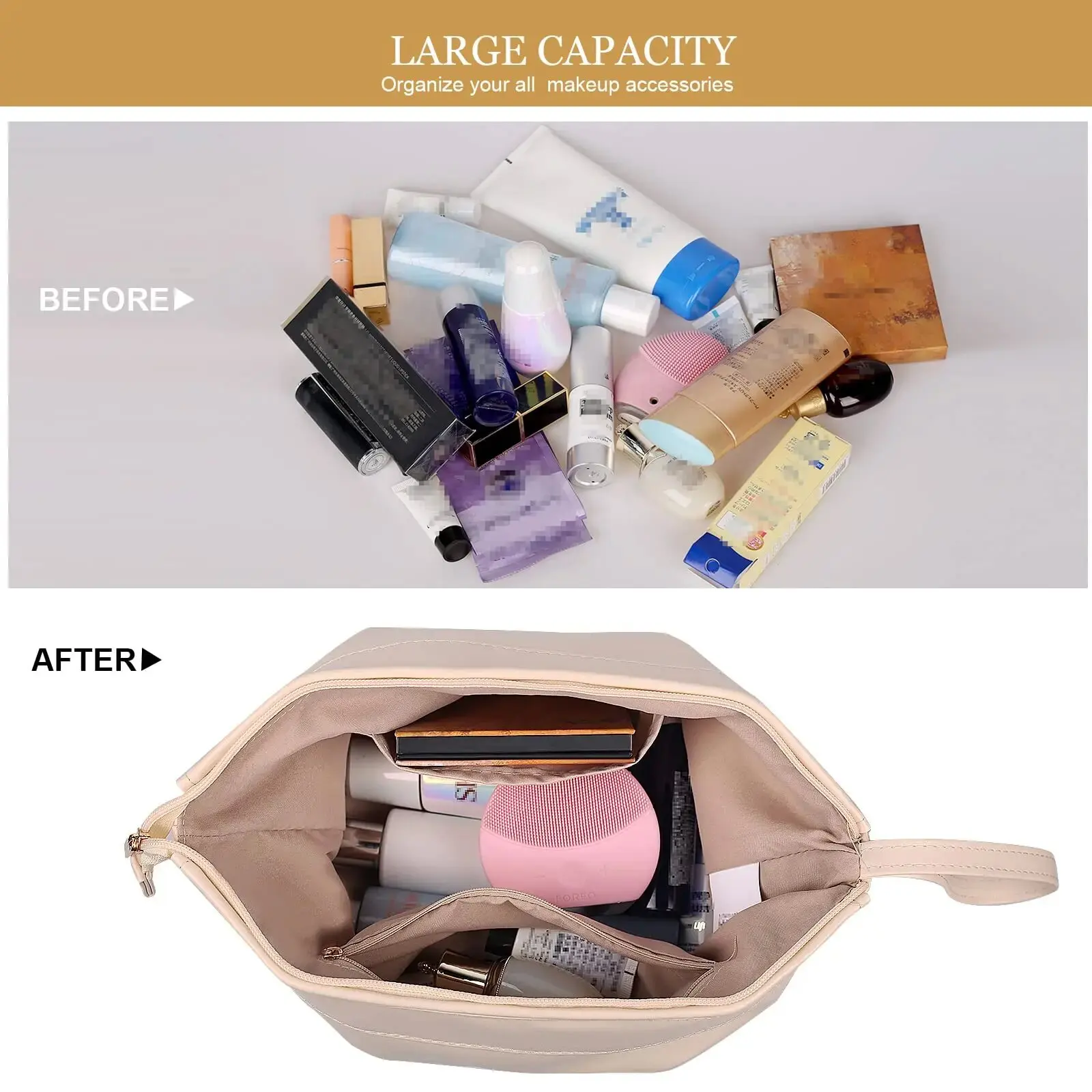 Cosmetic Bag Multifunctional Double Layer Cosmetic Bag Large Capacity Organizer Portable Outdoor Business Travel Wash Bag