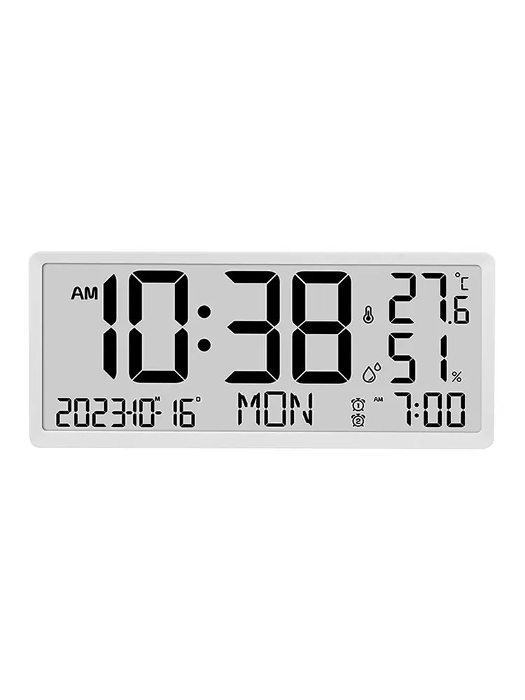 Large LCD Digital Wall Clock With Temperature Humidity Date Display Electronic For Living Room Office Home Decor White Black