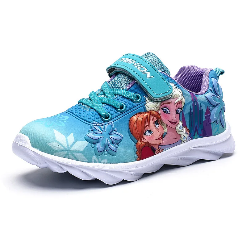 Disney Cartoon Frozen Sport Shoes 2023 New Boys Cars Lightning Mcqueen Tennis Shoes Kids Casual Sneakers Girls Running Shoes