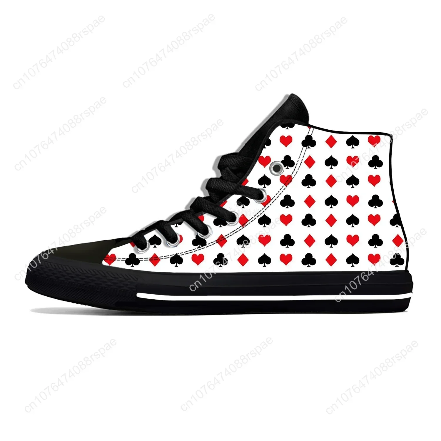Summer Playing Card Symbol Poker Casino Funny Board Shoes Casual Shoes High Top Lightweight Breathable Men Women Hot Sneakers