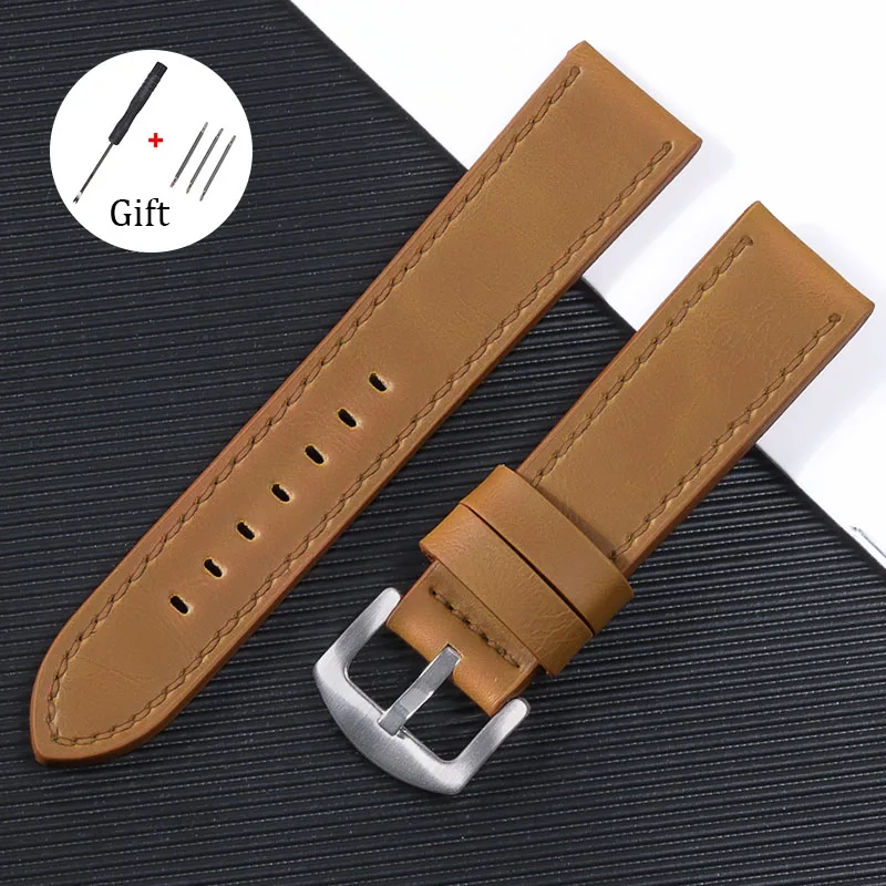Vintage-Lederarmband, 18 mm, 20 mm, 22 mm, 24 mm, weiches Uhrenarmband, Armband für Smartwatch, Ersatzarmband, Sport, wasserdichtes Band
