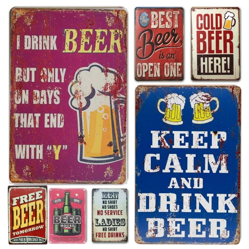 Vintage Beer Cheers Metal Tin Signs, Wall Decor, Pub, Bar, Homem Caverna, Clube, Restaurante, Cozinha, Artesanato Placa, Decoração do quarto