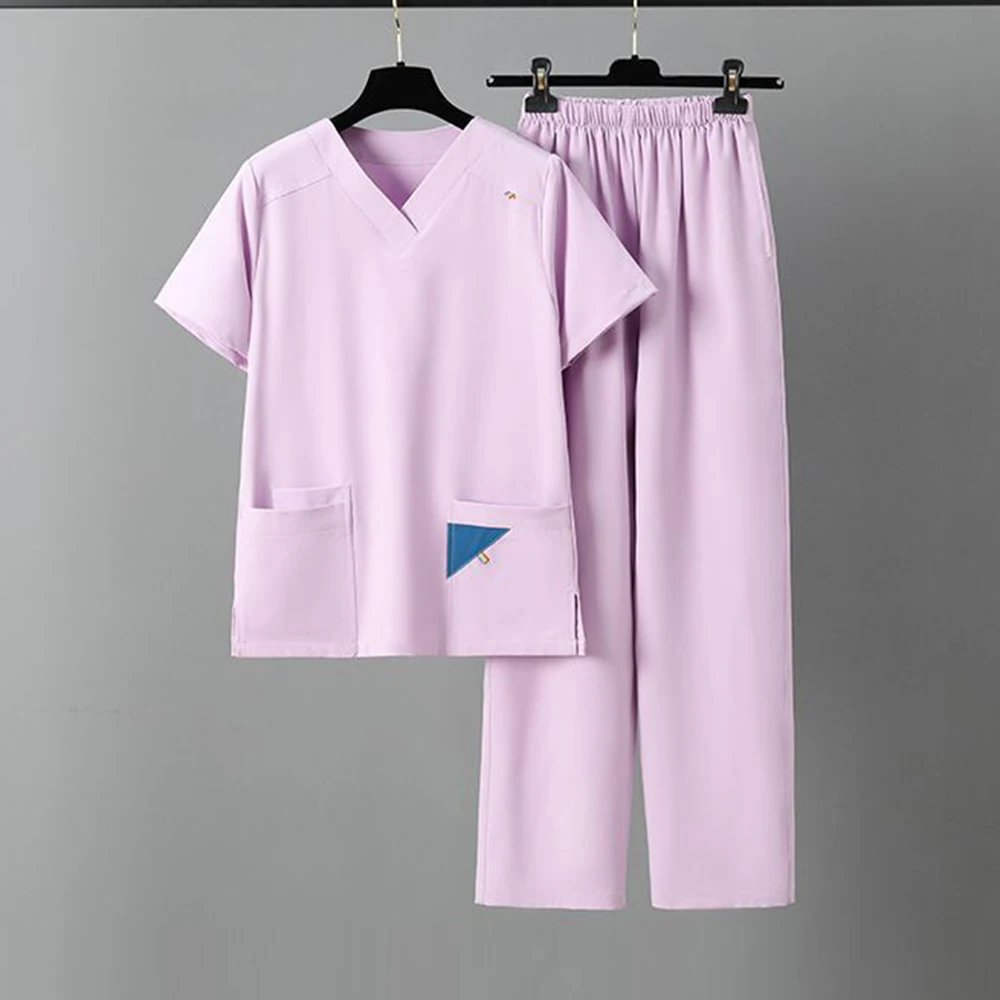 Elastic quick-drying  Women's  summer surgical clothes Cosmetic hospital care Dental brushing clothes Work clothes