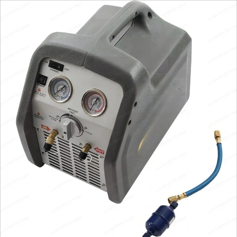 110-120V AC 60Hz 3/4HP Single Cylinder Portable Refrigerant Recovery Machine, Grey