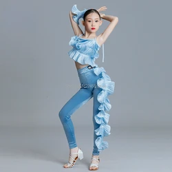 Child Latin Dance Costume Kids Rumba Dance Dress for Girls Cha Cha Samba Tango Dance Clothes Competition Ballrom Dresses Girls