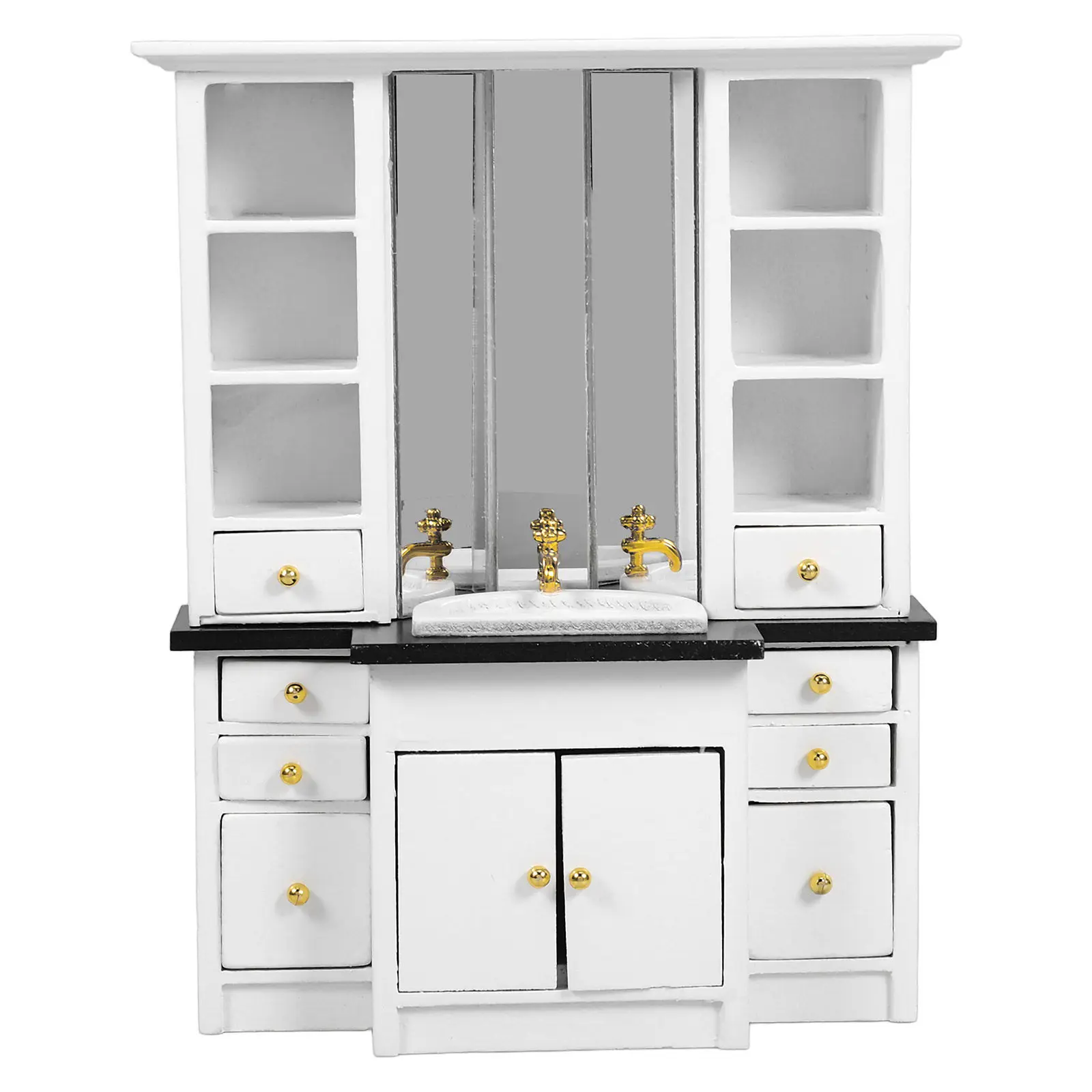 

Miniature Wooden Sink Cabinet for Dollhouse Bathroom Kitchen Decor Small Space Storage Solution Realistic Tiny Home Furnishing