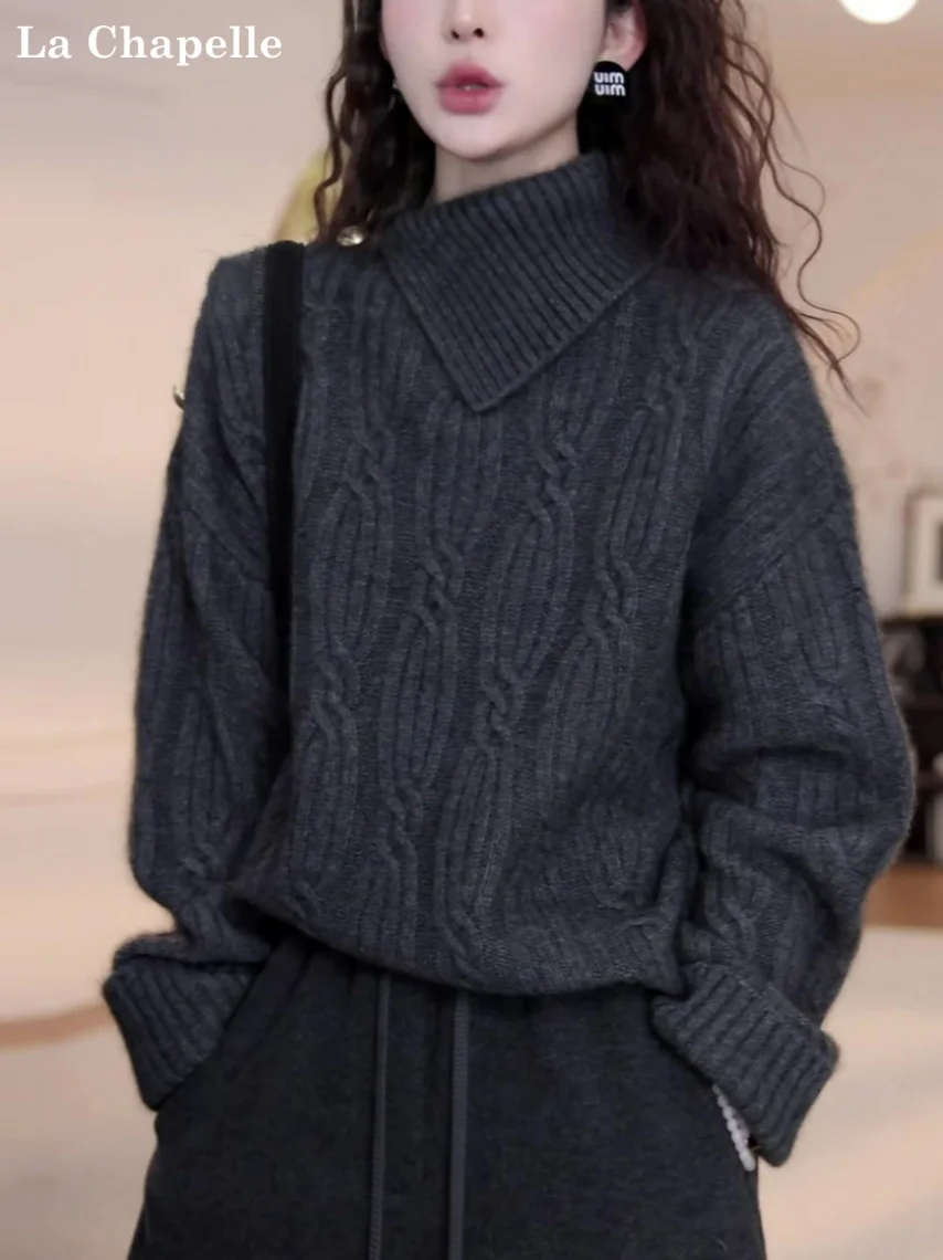 

Женская трикотажная кофта La Chapelle с асимметричным косым воротником, весна-осень-зима, плотная, комфортная