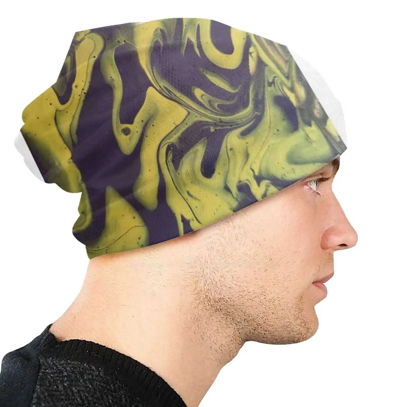 Salamander Ditty Knitted Hat Warm Beanie Outdoor Caps Purple Yellow Like Salamander Scales Joy Gallo image 3
