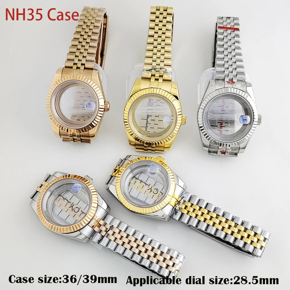 

Роскошный мужской ремешок 36 мм/39 мм, сапфировое стекло, подходит для механизма Nh35, Nh36, аксессуары для часов с циферблатом 28,5 мм