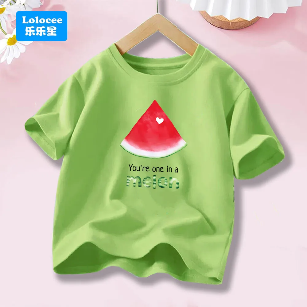 الفتيات تي شيرت موضة الفاكهة البطيخ طباعة الاطفال تي شيرت الصيف لطيف قصيرة الأكمام تي شيرت كامل الملابس XG1