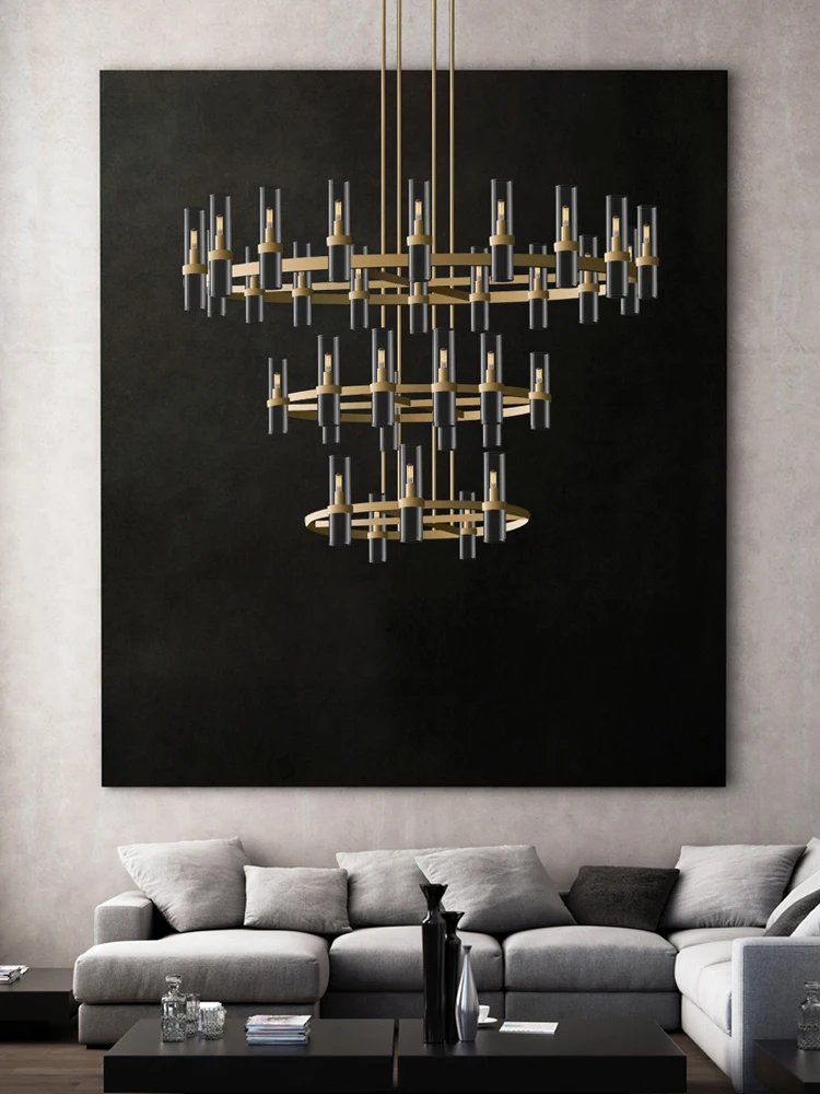 2024 Trendy American Design 2 Layer Brass Chrome LED Chandelier Lighting Lustre Suspension Luminaire Lampen For Living Room