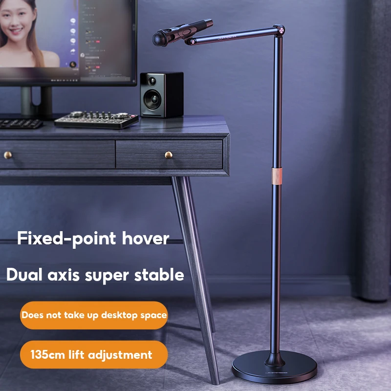 MoZhao Microphone Stand Floor Live Broadcast Microphone Integrated Vertical Folding Stands Boom Arm Microphone Mic Stand