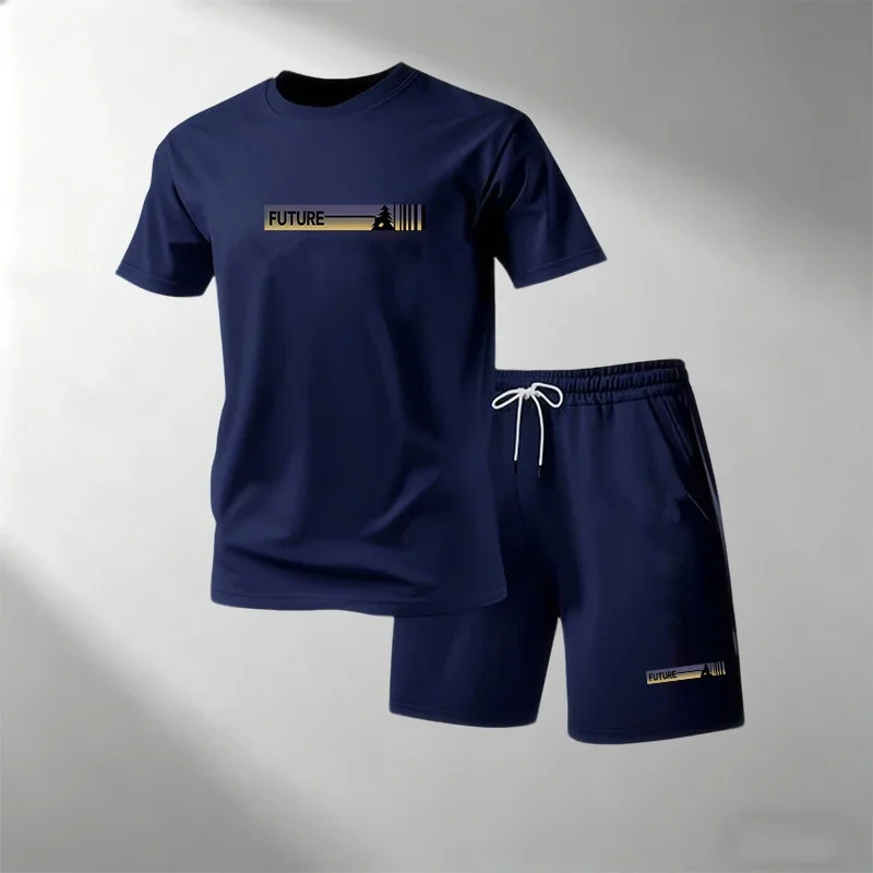 

Trendy Summer Street Style Men Outfit Crew Neck Short Sleeve T-shirt Shorts Quick Dry Sportswear Home Outdoor Casual Tracksuit