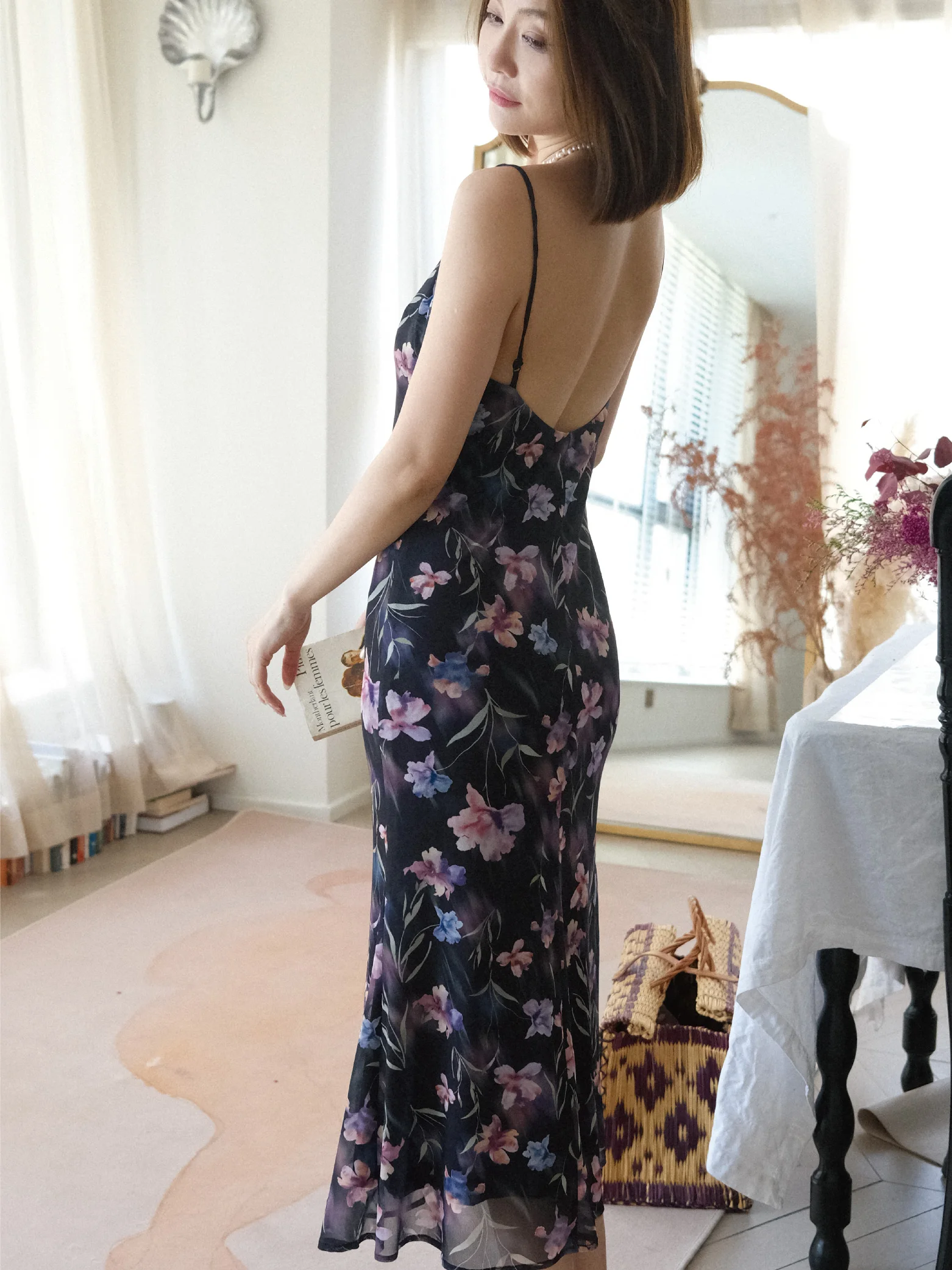 

Sibleu Original Design Summer Holiday Floral Lace Bal Slim Fit Wrap around Ele Dr Women's High Waist Polyester Fi...