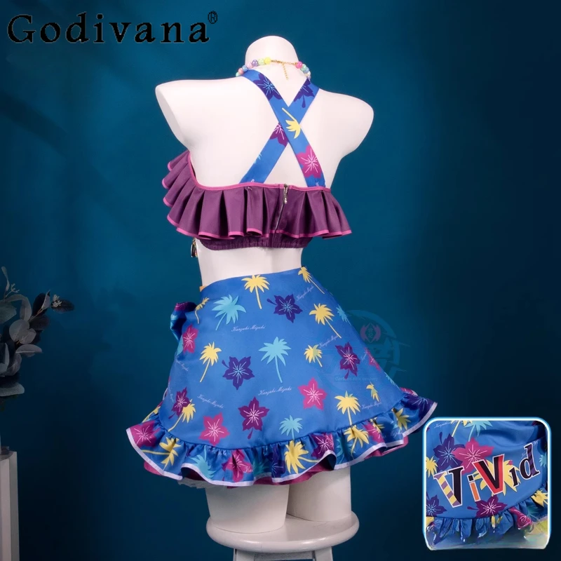 كرنفال تنورة حفلة مجموعة المرأة لعبة النشاط كوس البدلة أنيمي تأثيري البدلة الإناث الصيف الزي الرسمي الألوان ملابس السباحة