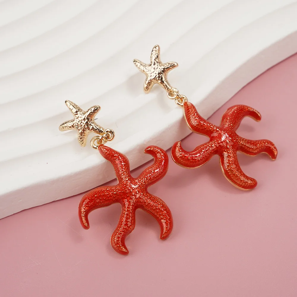 Red Starfish Ear Studs With Minimalist Marine Charm Festive Birthday Gifts  Jewelry Beach Vacation Wind For My Wife And Mom