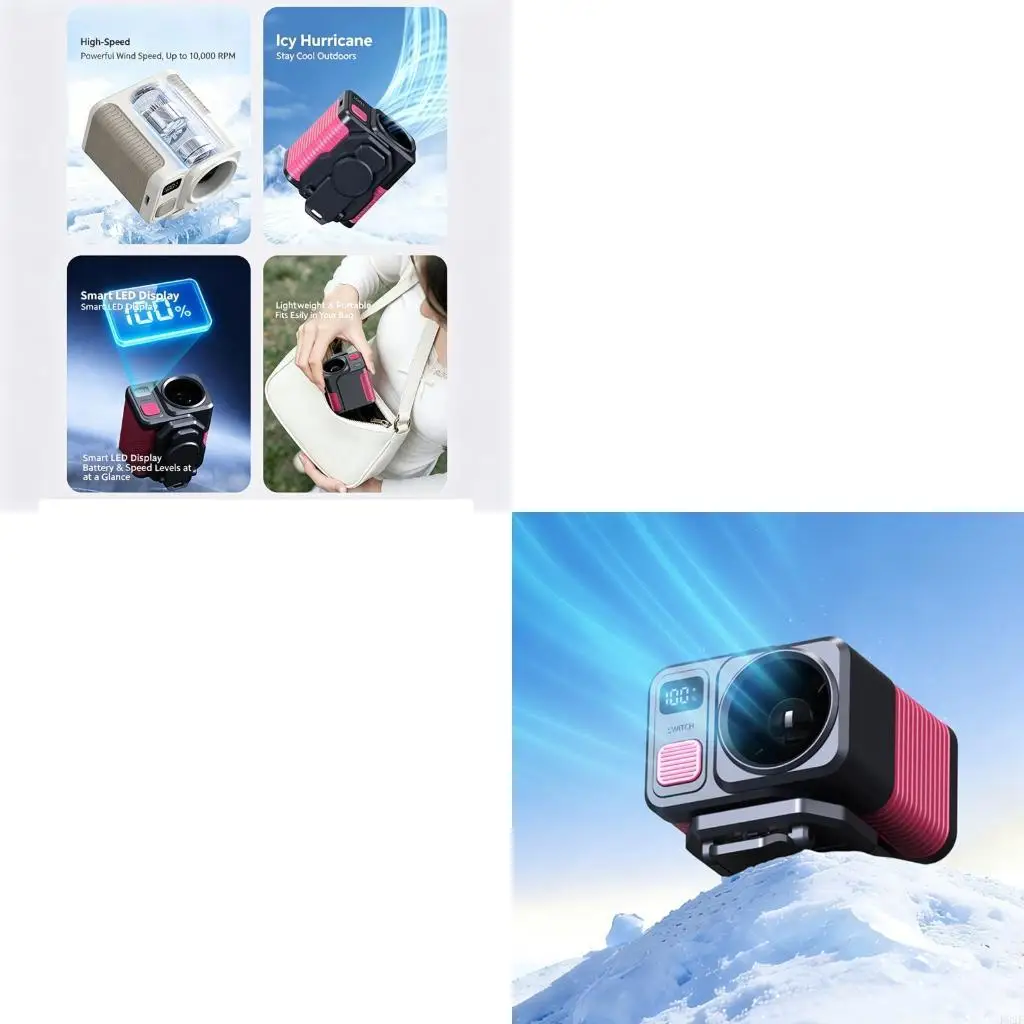 F92F Multifunction Clip on Cooling Fan with Adjustable Speed and USB Rechargeable for Strollers Office Desk Outdoor Activity