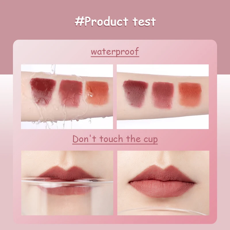 P. Tw O.p 3 Stks/partij Langdurige Vloeibare Matte Lipgloss Vloeibare Lippenstift Lippenstift Make-Up Schoonheid Rode Anti-Aanbakbeker Waterdichte Lipgloss