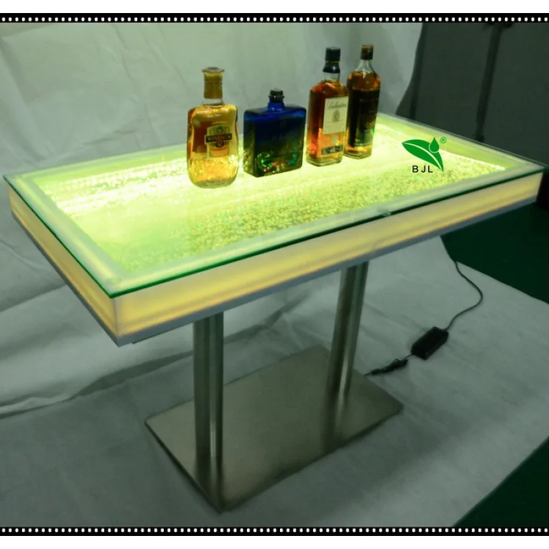 Indoor Brilhante Água Bolha Tabletop, Luz LED, Móveis Personalizados, Cocktail e Mesa de Café