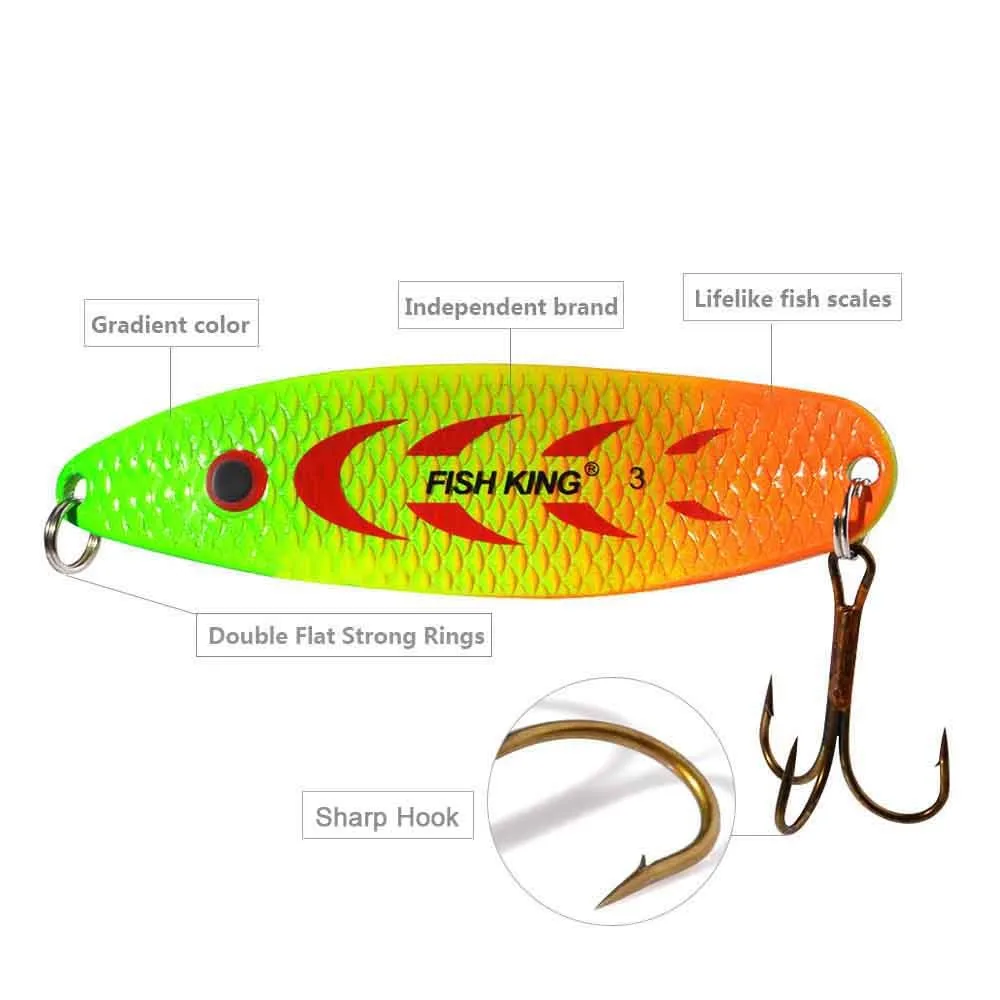 FISHKING Fishing Lures Spoon Wobble Metal Jig Trout Spoon18g 27g Spinner Lure Spoon Trout Area Sea Fishing Jigs Spoon for Pike