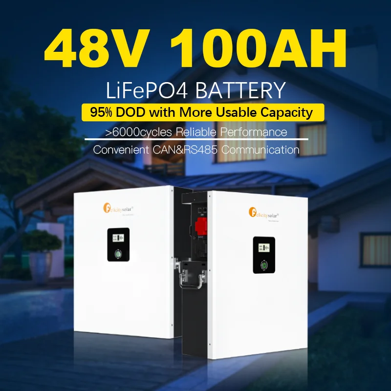 

Felicity Solar 51.2V Wall Mounted 5kwh 48V Lifepo4 100Ah Lithium Ion Battery System Energy Storage