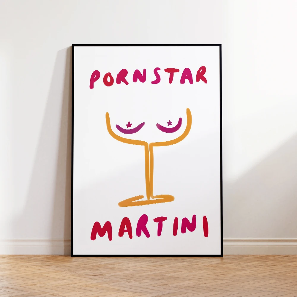 Modern Minimalist Cerise Orange Pornstar Vodka Martini Cocktail Gift Wall Art Canvas Painting Posters For Living Room Home Decor