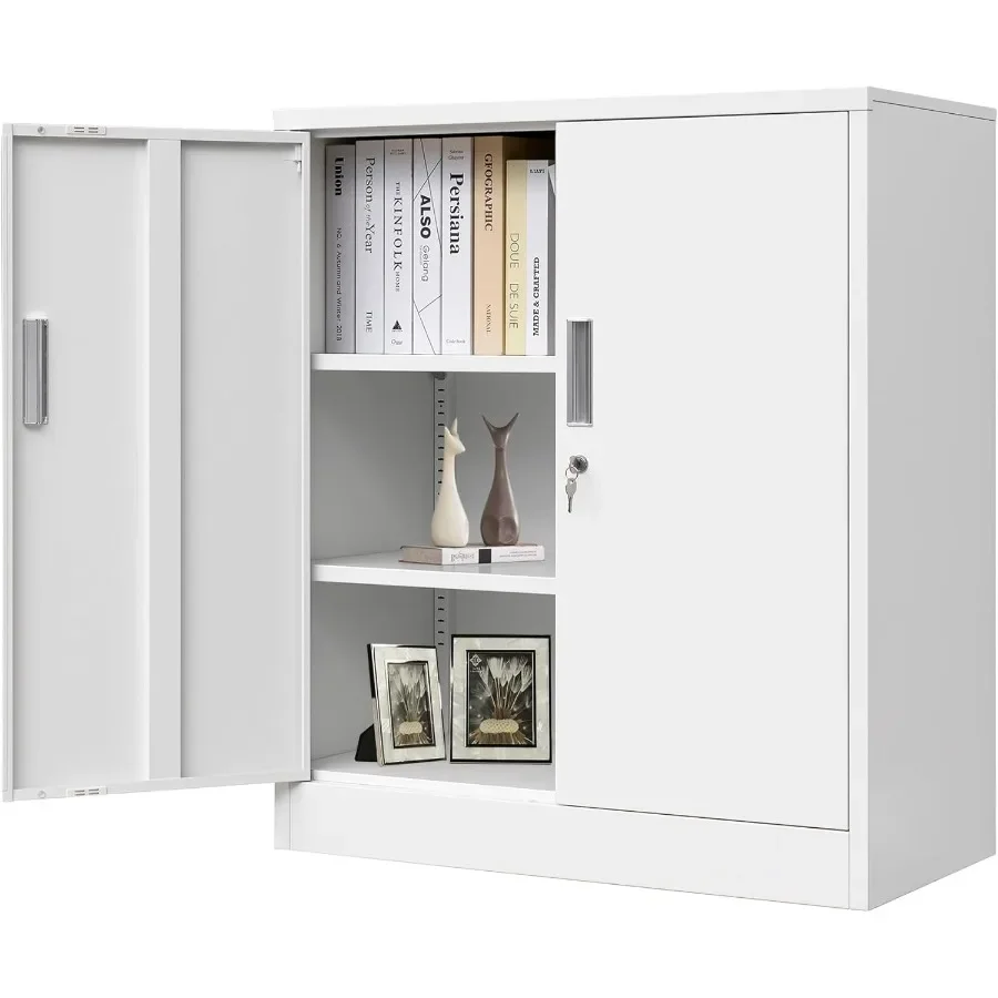Metal Storage Cabinet with Locking Doors and Adjustable Shelves 36.2 H Steel Storage Cabinet for Garage Home Office Utility Roo