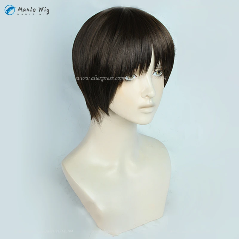 Anime EVA Ikari Shinji Cosplay Wig Short Black Brown Man Women Wigs Heat Resistant Synthetic Hair Shinji Ikari Wigs + Wig Cap