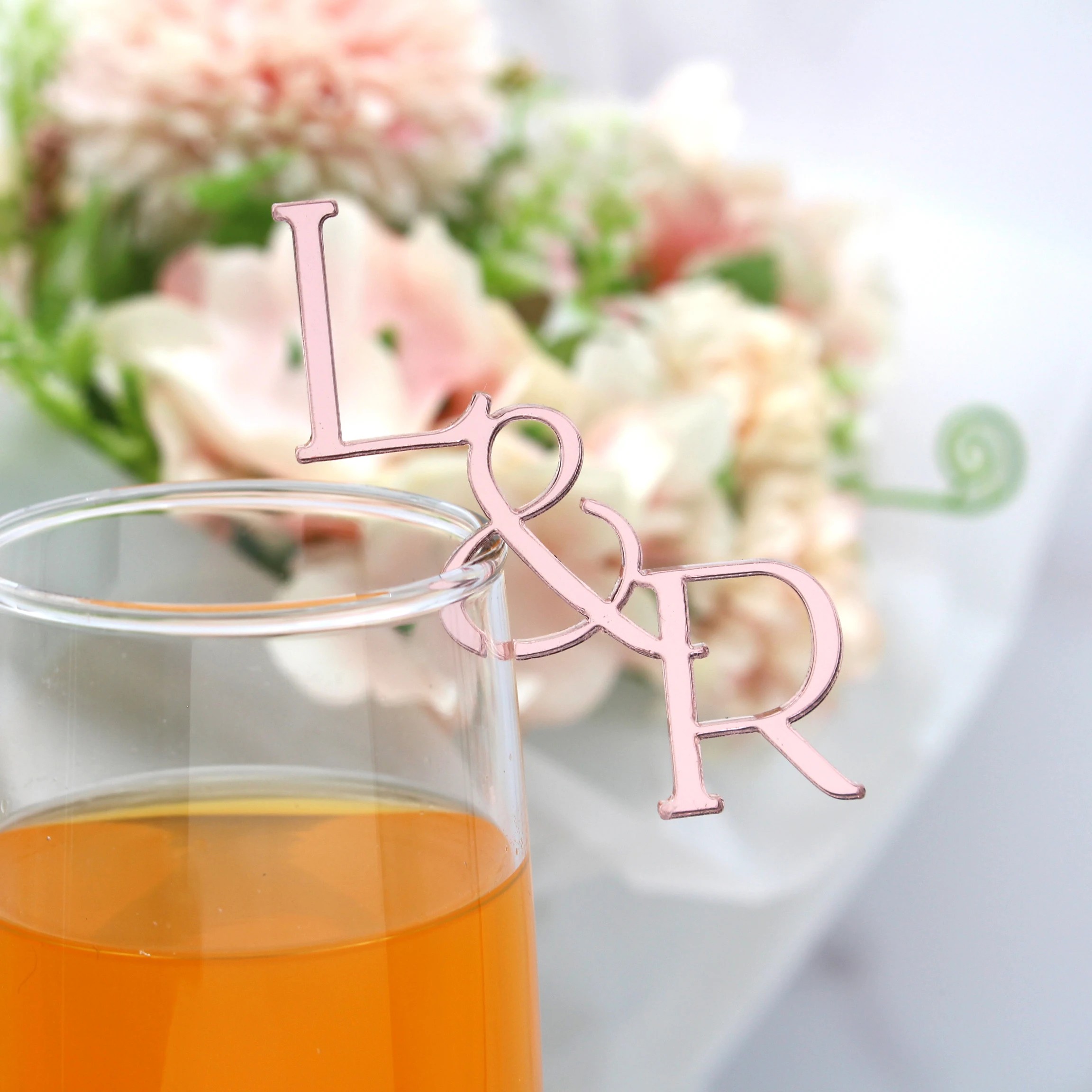 10pcs Personalized Wedding Toasting Tags Cocktail Drink Markers Cake Toppers Goblet Decorations Cake Charms Mirror Drink Charms