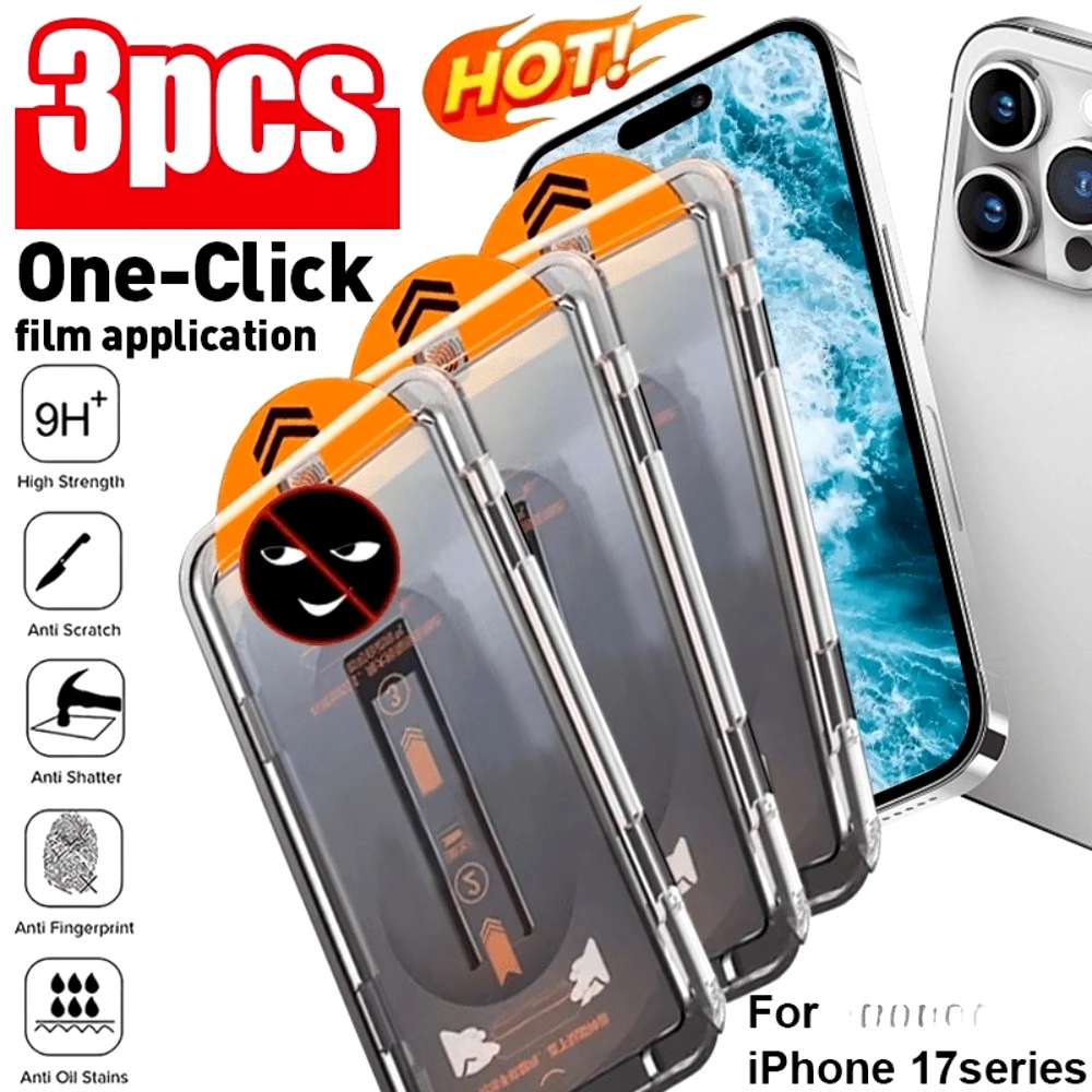 

3Pcs Anti Spy Full Screen Protector for iPhone 17 16 15 14 Pro Max Air 16 15 Plus 13 12 11 Pro Mini One Click Installation Glass