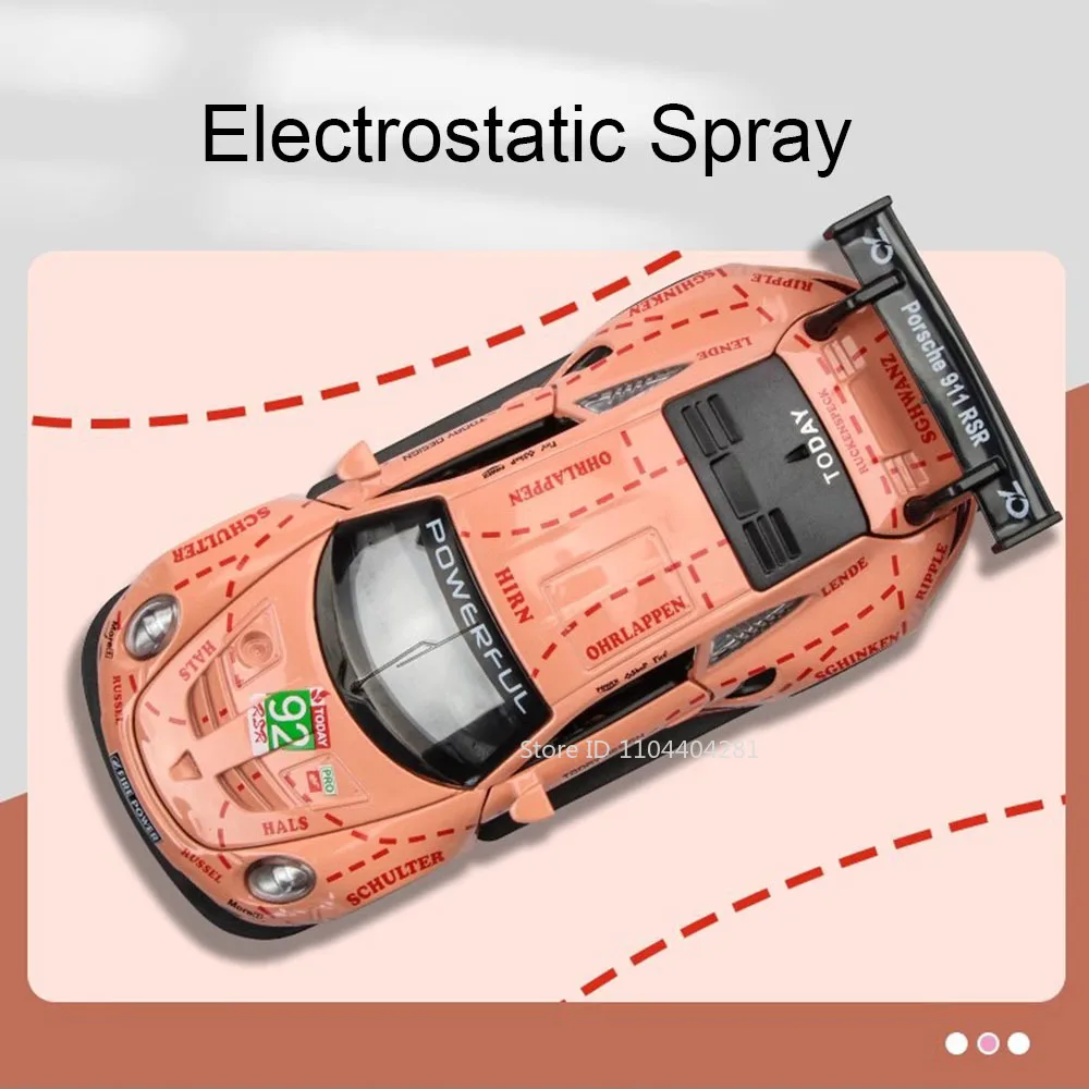 1:32 911 RSR Macan Speelgoedauto Diecast Modellen Deuren Geopend Geluid Licht Trek Rubberen Banden Miniatuur Sportwagens voor Kinderen Geschenken