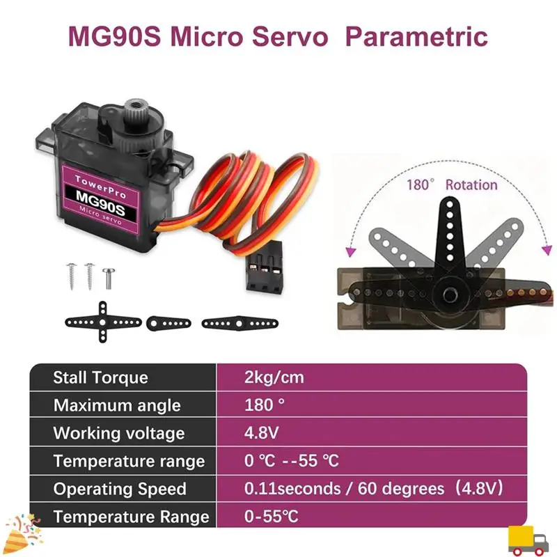 MG90S Micro-Type Servomotor Kit 6-delig MG90S-Servo Metal Gear Micro-Type Servo voor RC Helicopter/Auto/Boot