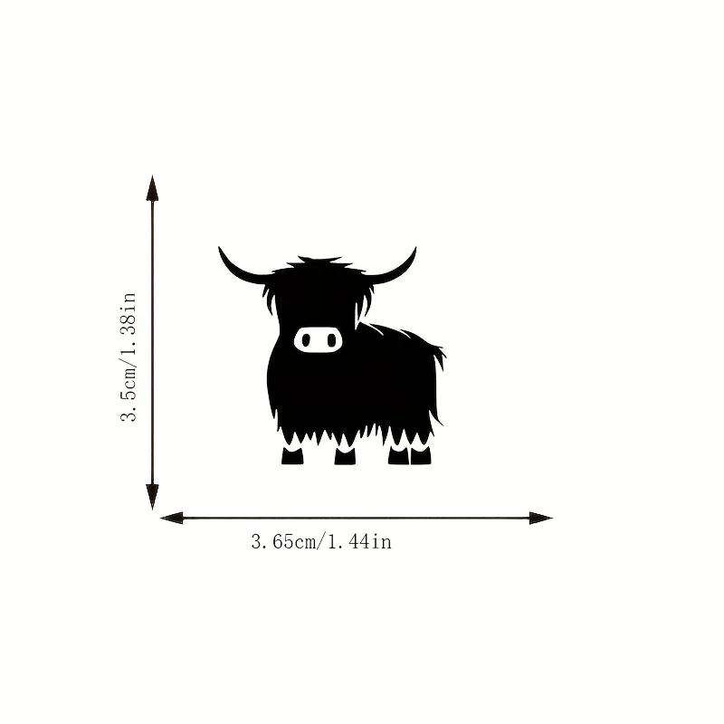 2pcs/sheet Cow Decal, Highland Cow, Shaggy Cow, Rearview Mirror Decal, Car Sticker, Vinyl Sticker