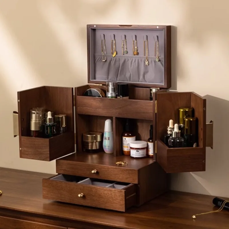 

Wooden Jewelry Organizer Box Large Capacity Trinket Storage Case Necklace Showcase Boxes Household Dividing Grid Jewellery Cases