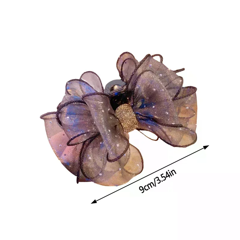 Black Mesh Bow Rhinestone Hair Claw Vintage Elegant Hair Clamp Hairpin Shark Clips For Women Fashion Hair Accessories