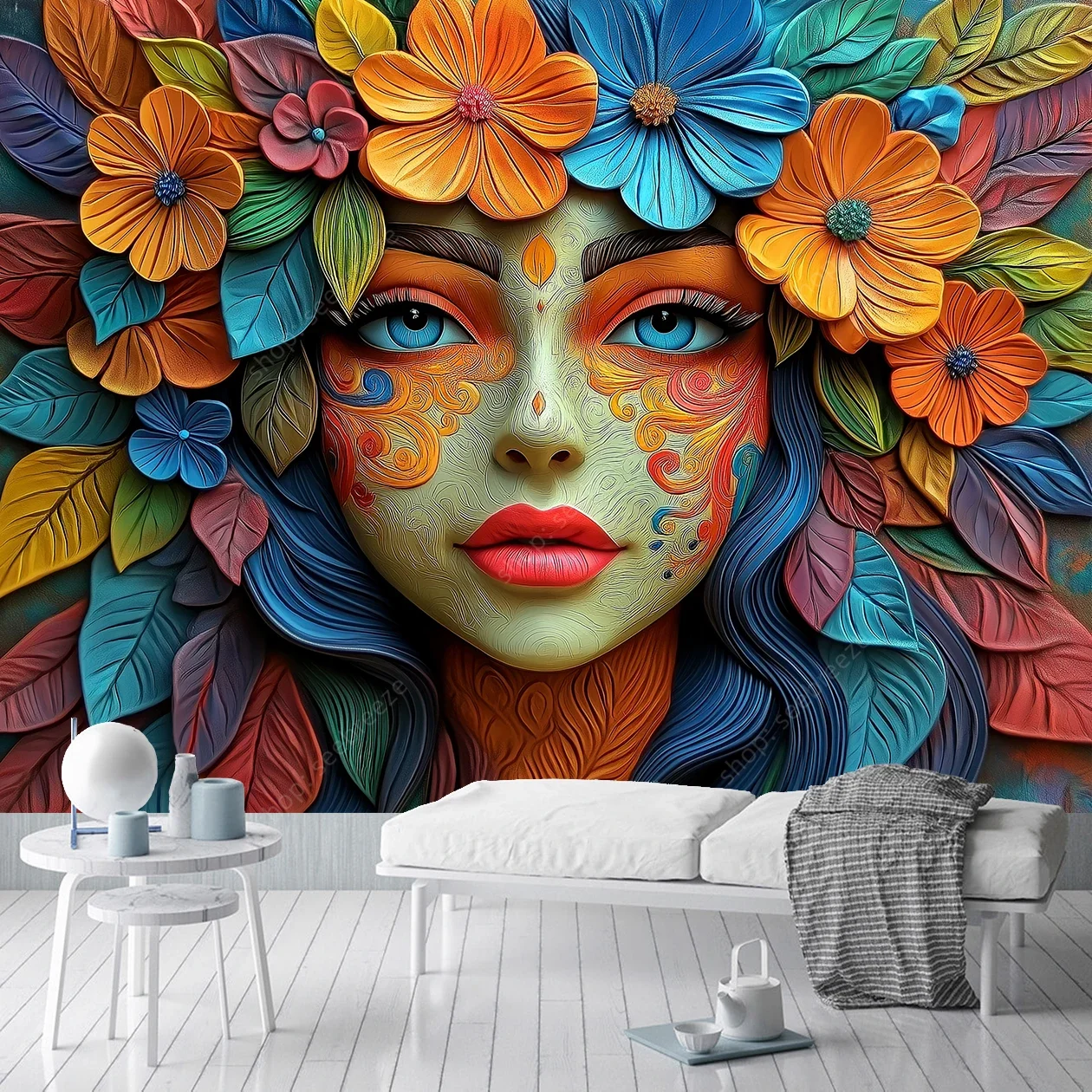 Luxury Vibrant Floral Tapestry Wall Art Intricate Design Stunning Colors Home Decor Living Room Bedroom Office Elegant Decor