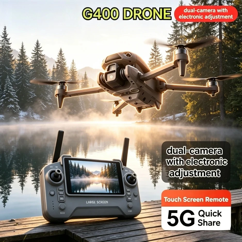 Original G400 GPS Foldable Brushless Drone 8K Dual Camera Optical Flow Obstacle Avoidance Quadcopter With Screen Remote Control