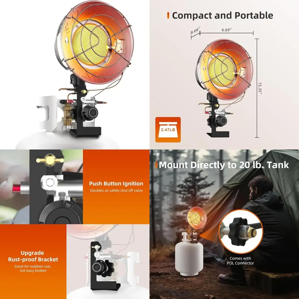 

Portable 15,000 BTU Propane Heater with Safety Features for Outdoor Spaces